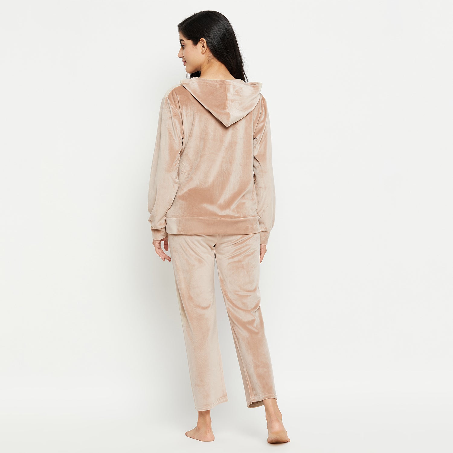 Women's Winter Full Sleeve Top and Pajama Pants Regular Fit Night Suit Hooded Top and Pyjama Set Ladies Night Dress