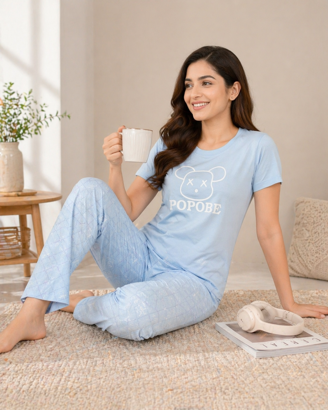 Women Soft Comfortable Night Suit Lounge Wear Pyjama Set for Daily Wear