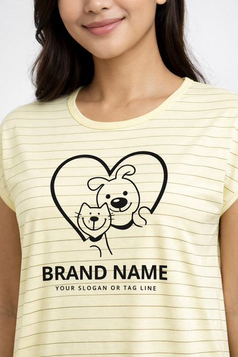 Women's short Nighty, Nightgown, Printed Pattern, Short Sleeve Sleep Dress