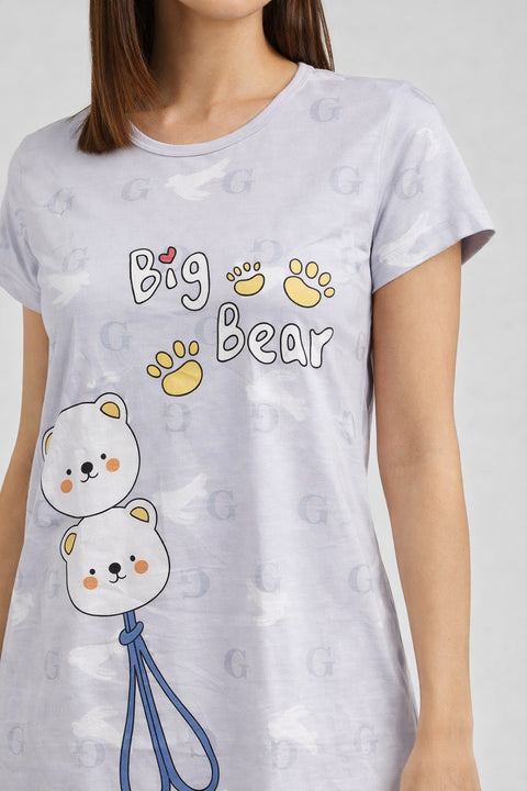 Women's short Nighty, Nightgown, Printed Pattern, Short Sleeve Sleep Dress