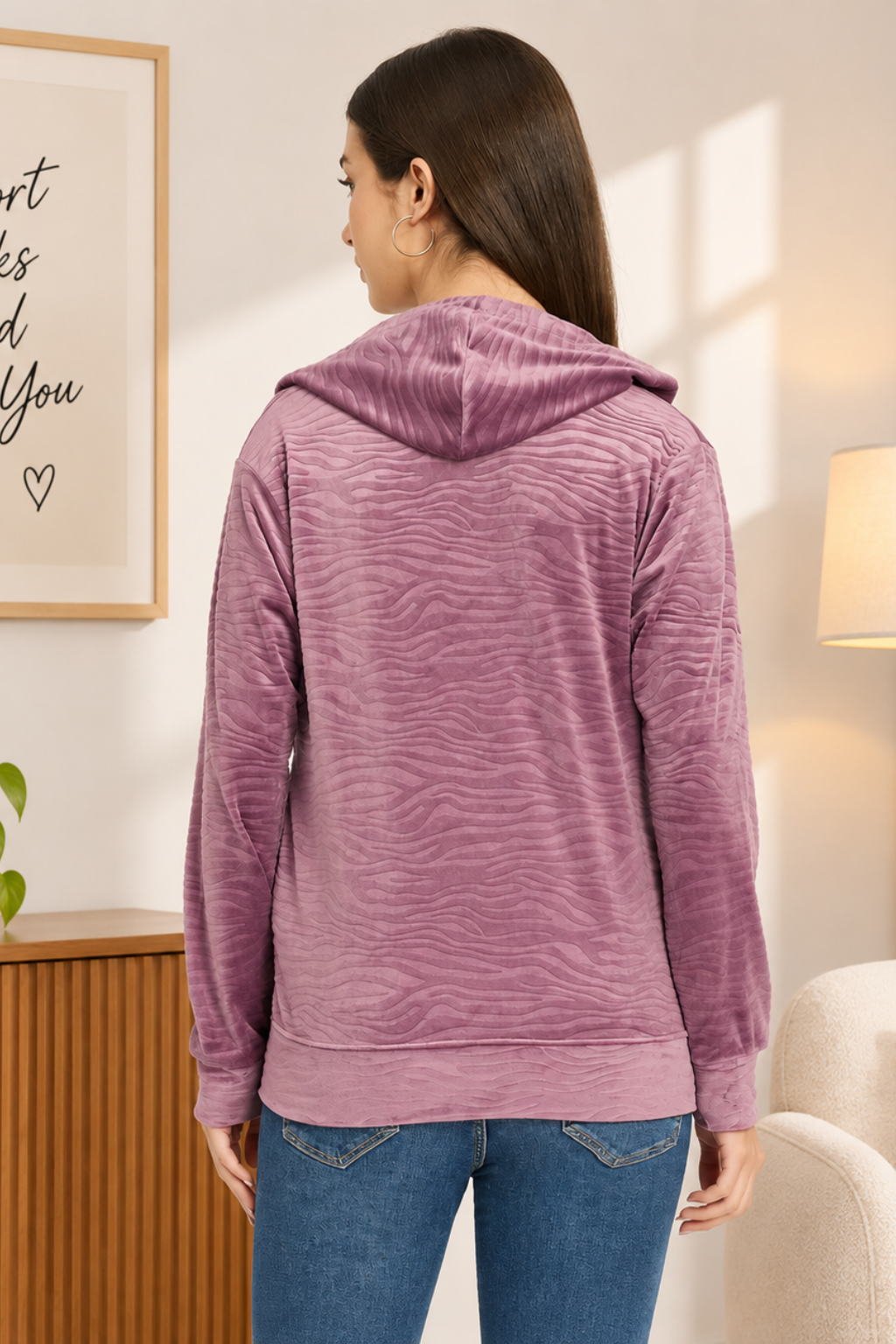 Women’s Whale Textured Zip-Up Hooded Sweatshirt
