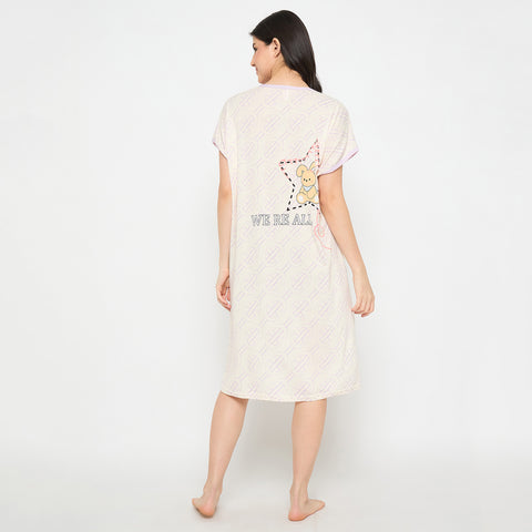 Women's short Nighty, Nightgown, Printed Pattern, Short Sleeve Sleep Dress