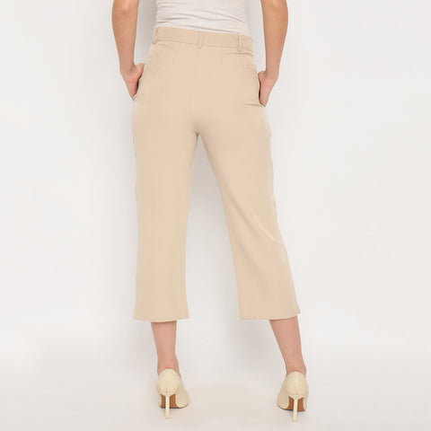 Women's Cropped Trousers, Beige