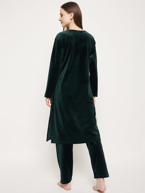 Women Woolen|Winter Corduroy Kurti & Pajama Set