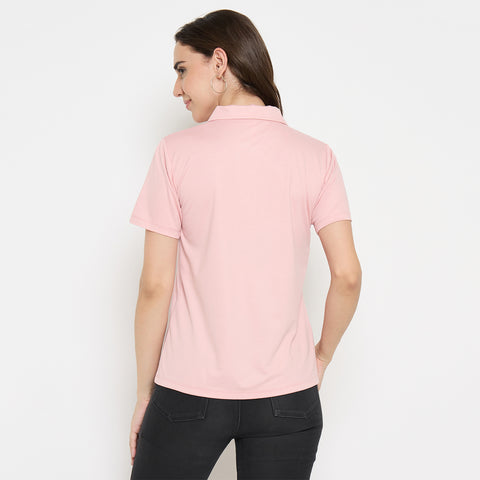 Camey Ladies Cotton T-Shirt – Cool & Stylish Daily Wear | Women Classic Short Sleeve Polo T-Shirt, Collared Neck