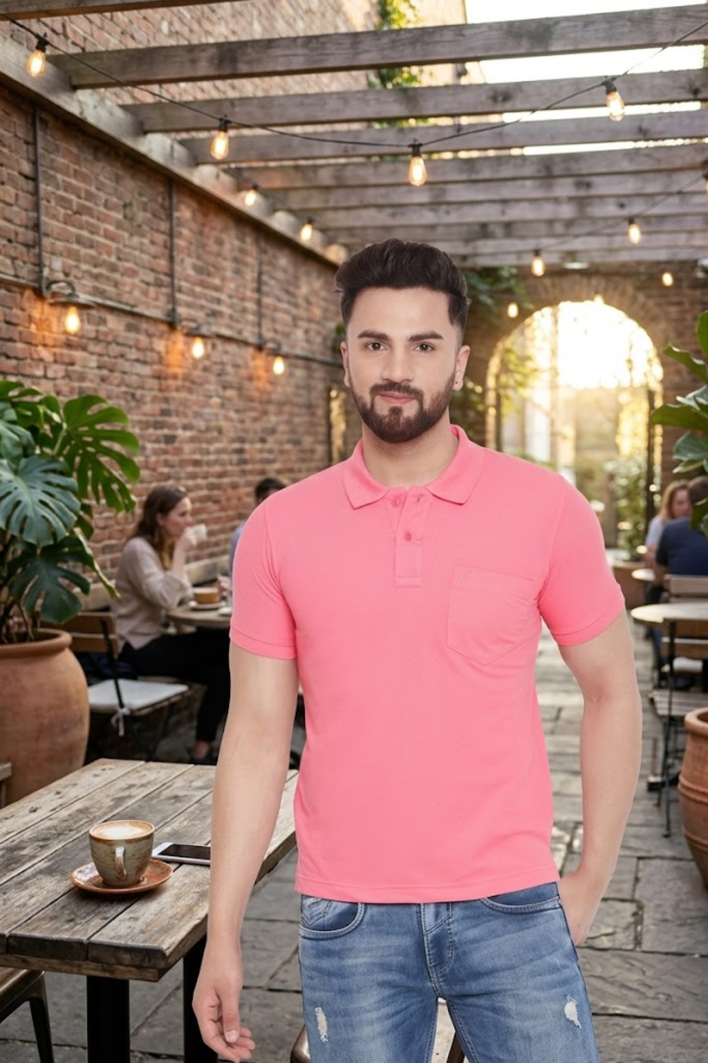 Men's Cotton Matte Polo Collar T-Shirt