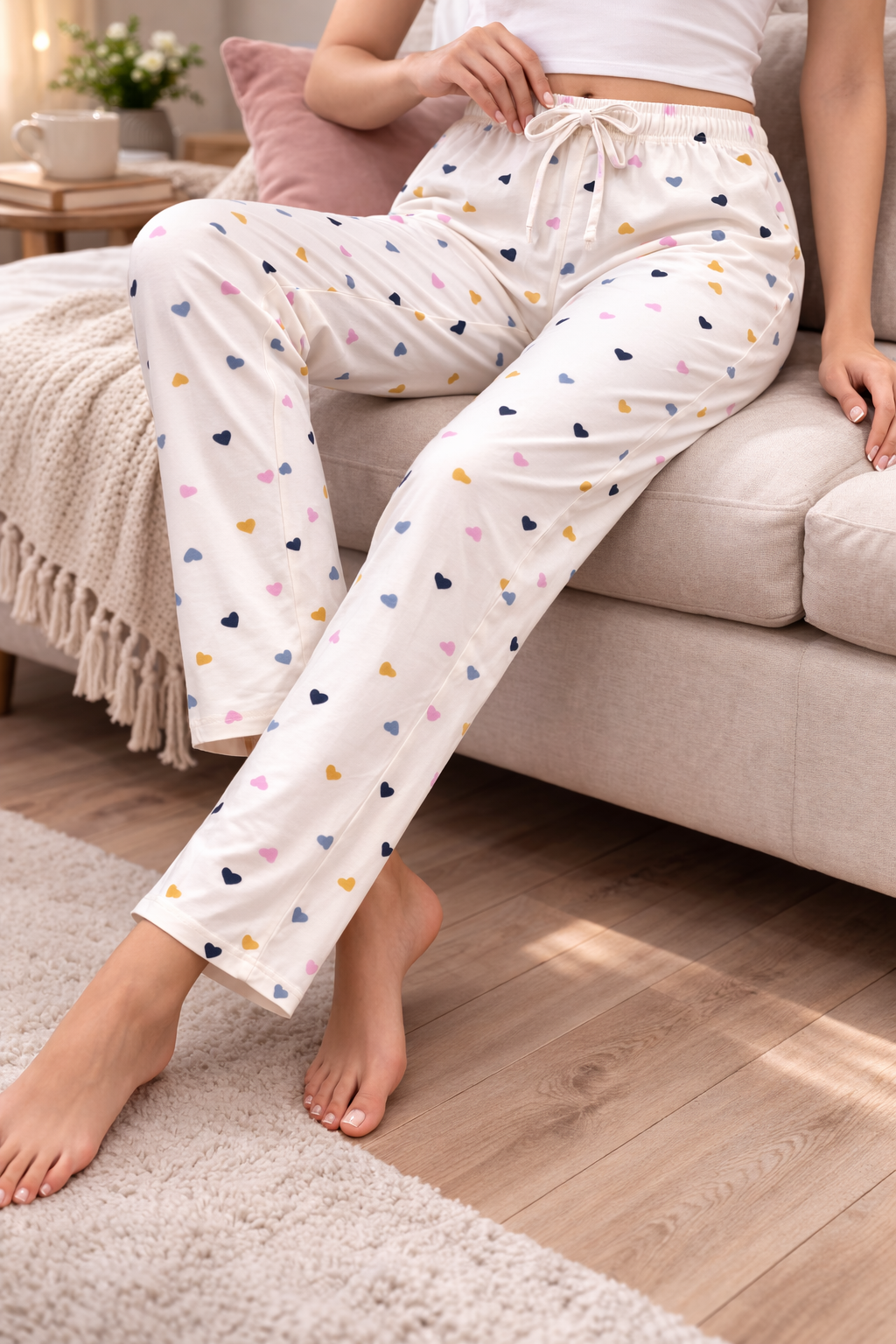 Camey Women's Printed Pyjama Pants, Floral Pattern, Sleepwear