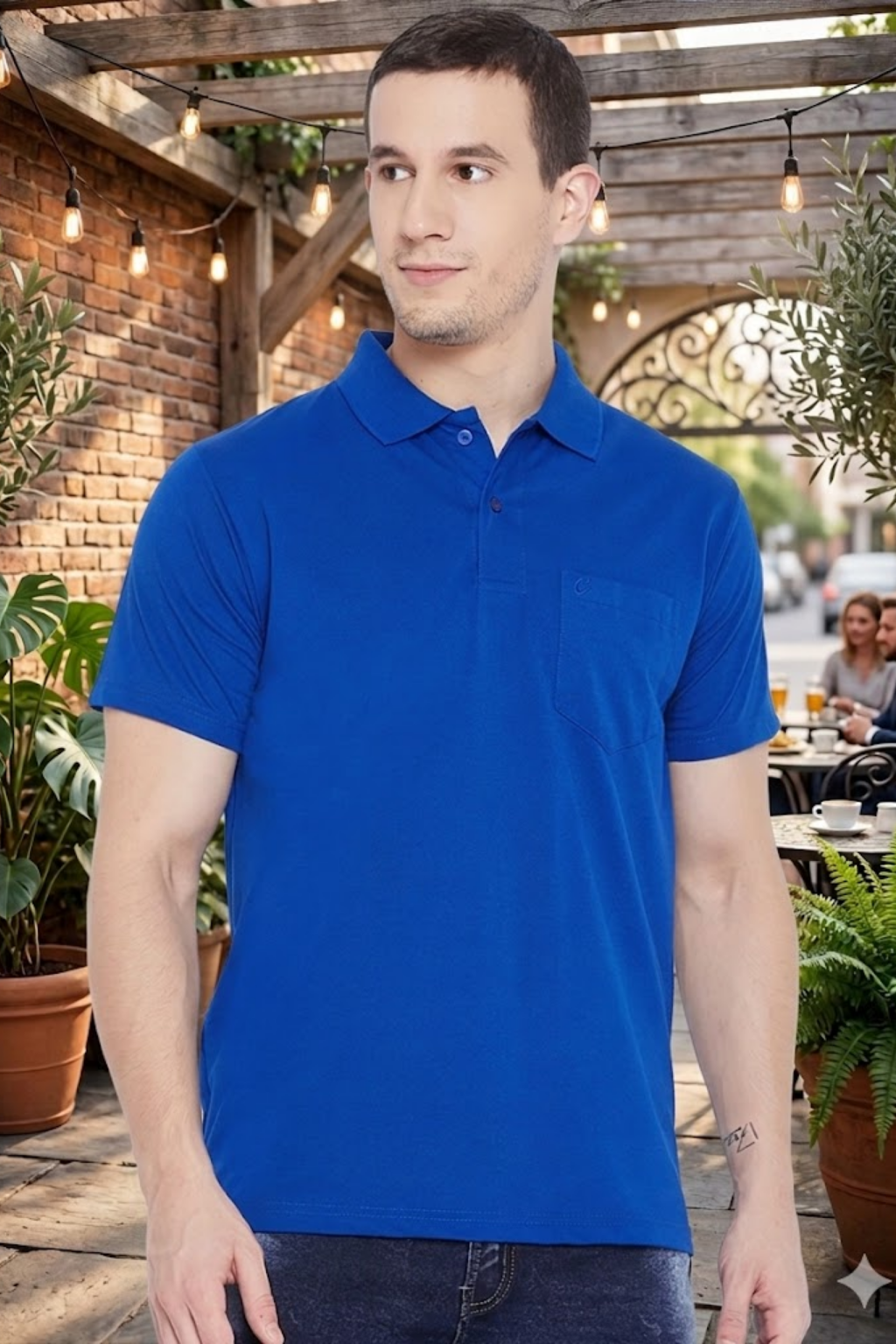 Men's Royal Blue Half Sleeves Cotton Polo T-Shirt