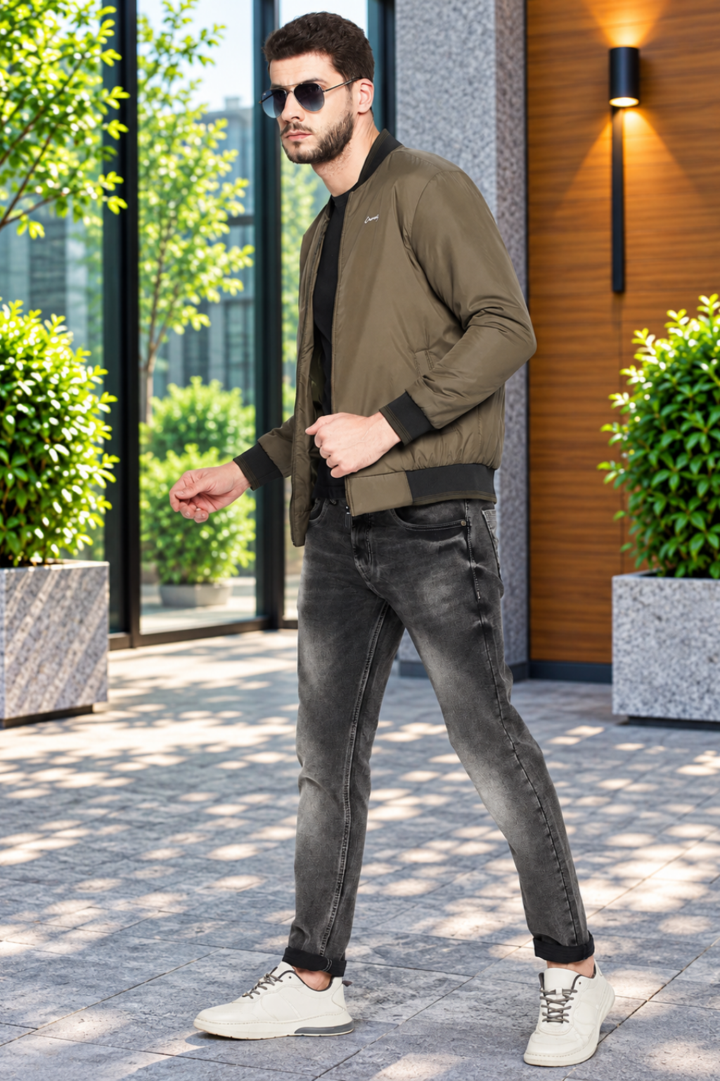 Men's Regular Fit Bomber Jacket For Winter Wear