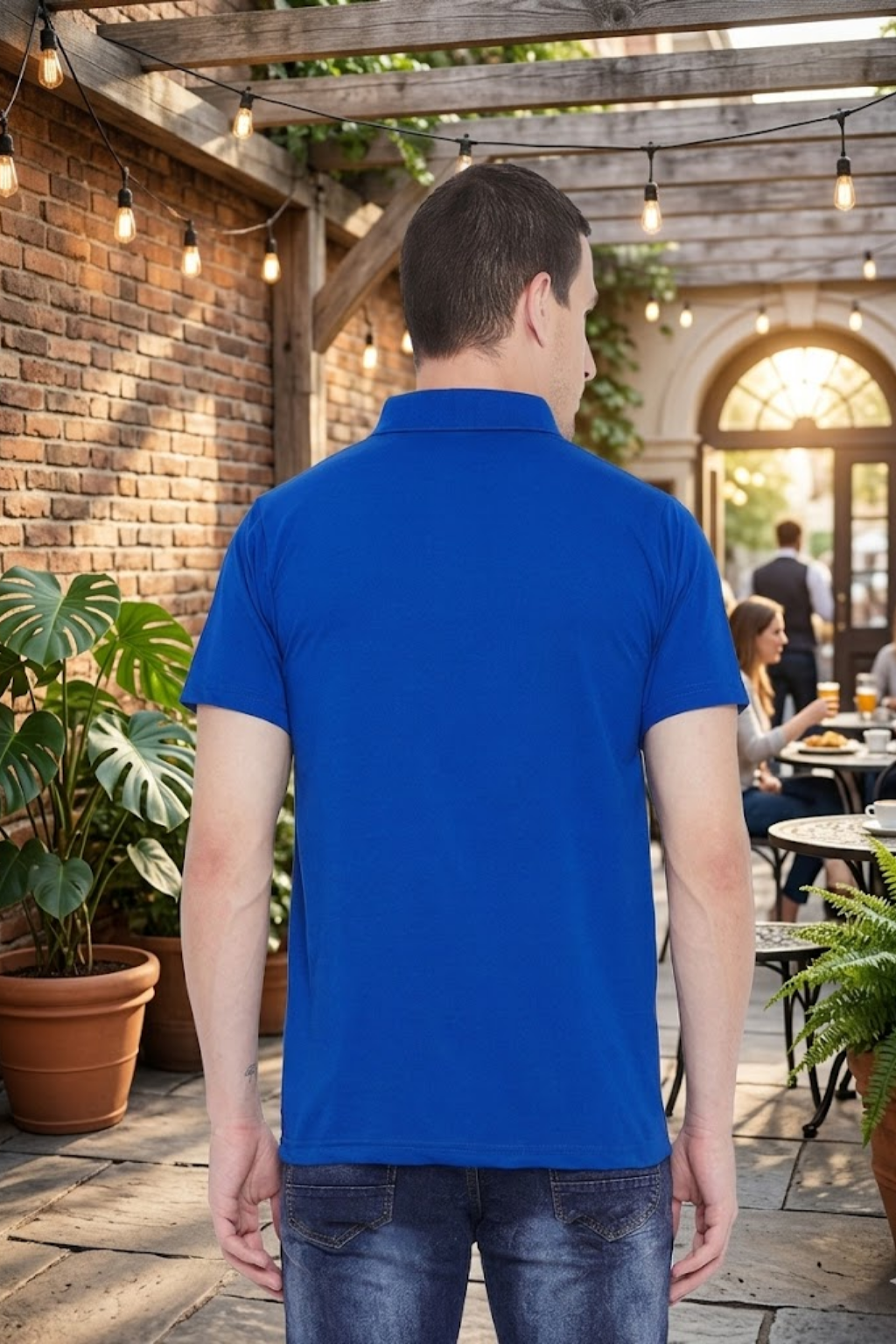 Men's Royal Blue Half Sleeves Cotton Polo T-Shirt