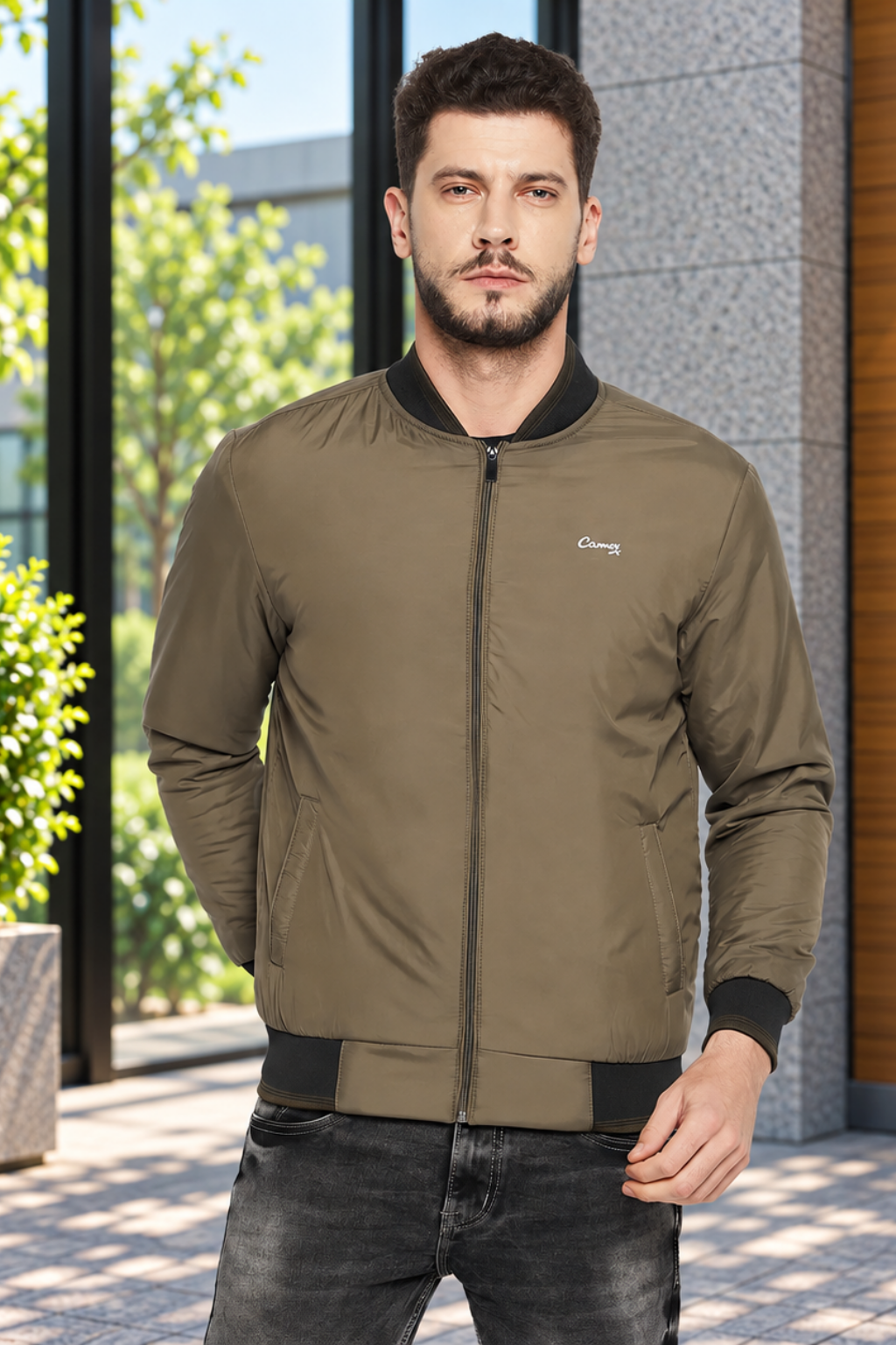 Men's Regular Fit Bomber Jacket For Winter Wear