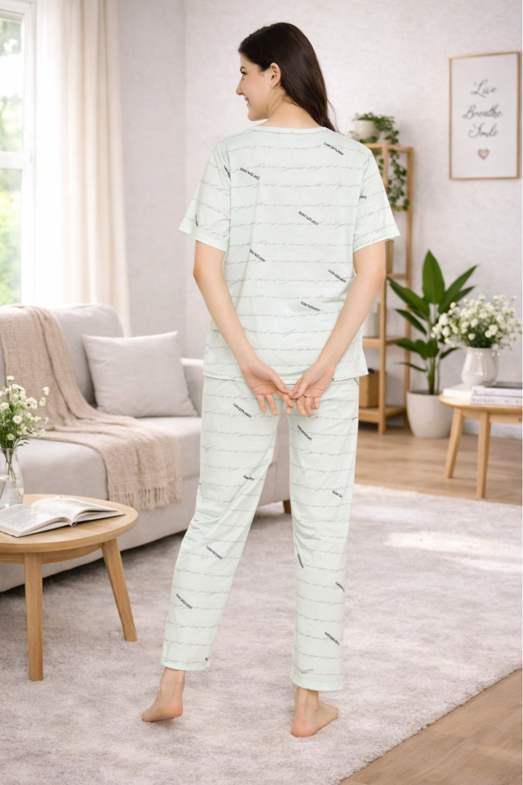Women Night Suit Cotton Blend Printed Pajama Set Soft & Breathable Night Suit for Women