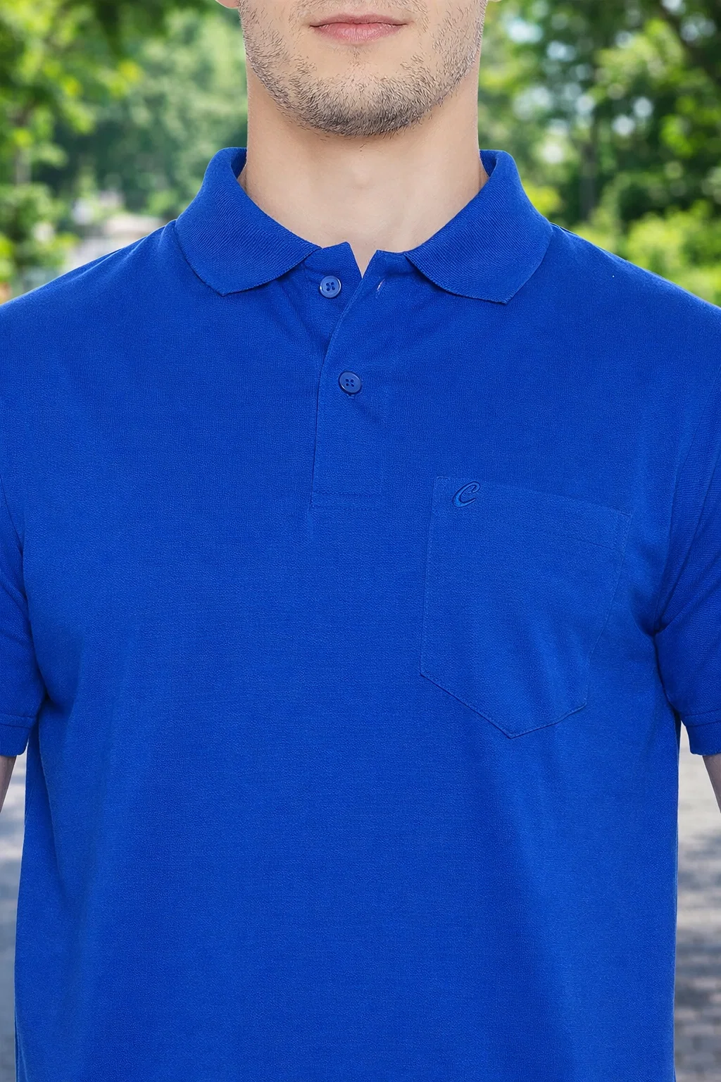 Men's Royal Blue Half Sleeves Cotton Polo T-Shirt