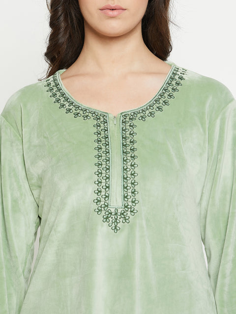 Women Woolen|Winter Velvet Kurti & Pajama Set|kashmiri design kurti set