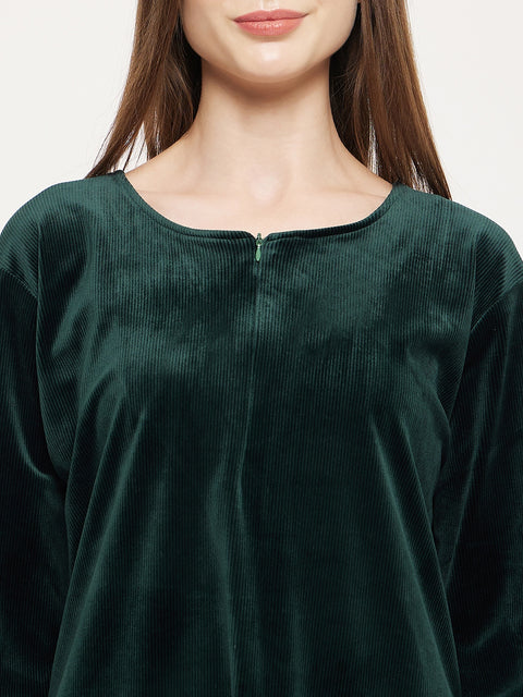 Women Woolen|Winter Corduroy Kurti & Pajama Set