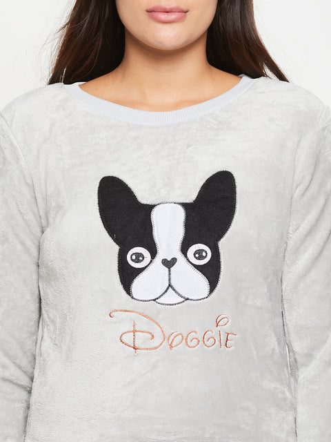 Women Printed Winter Full Sleeve Top and Pajama Pants