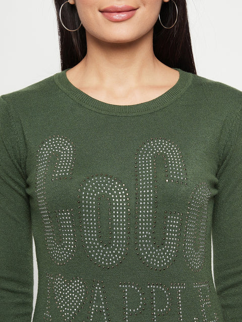 Women Woolen winter full sleeve coco stone print Round Neck top/Sweater