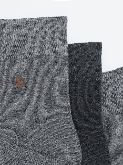 Ankle Length Cotton Socks, Pack of 3, Asst Colors