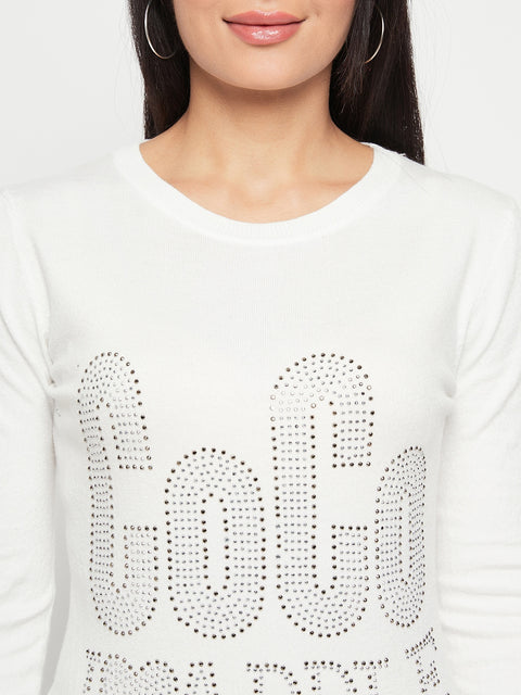 Women Woolen winter full sleeve coco stone print Round Neck top/Sweater
