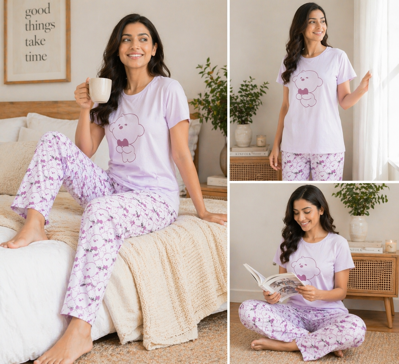 Women Soft Comfortable Night Suit Lounge Wear Pyjama Set for Daily Wear