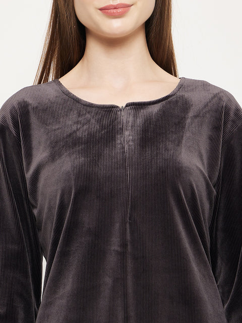 Women Woolen|Winter Corduroy Kurti & Pajama Set
