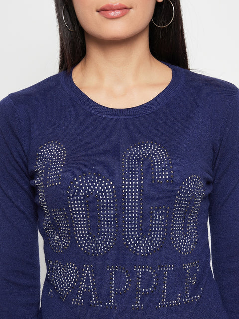 Women Woolen winter full sleeve coco stone print Round Neck top/Sweater