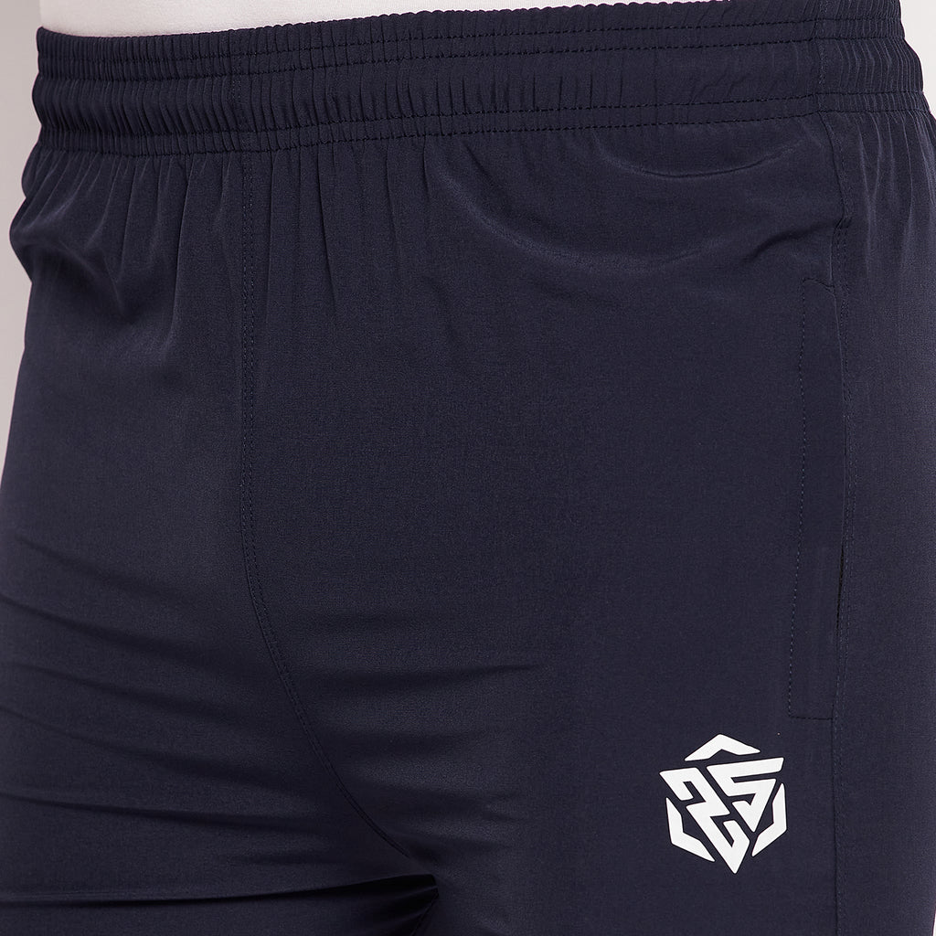 Men Striped Running Track Pants with Zipper Pocket