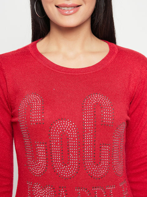 Women Woolen winter full sleeve coco stone print Round Neck top/Sweater
