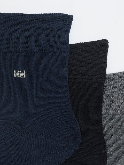 Ankle Length Cotton Socks, Pack of 3, Asst Colors