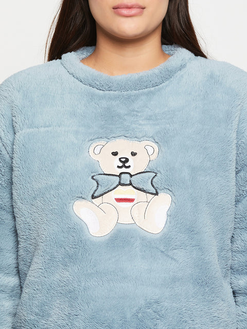 Women Printed Winter Full Sleeve Top and Pajama Pants