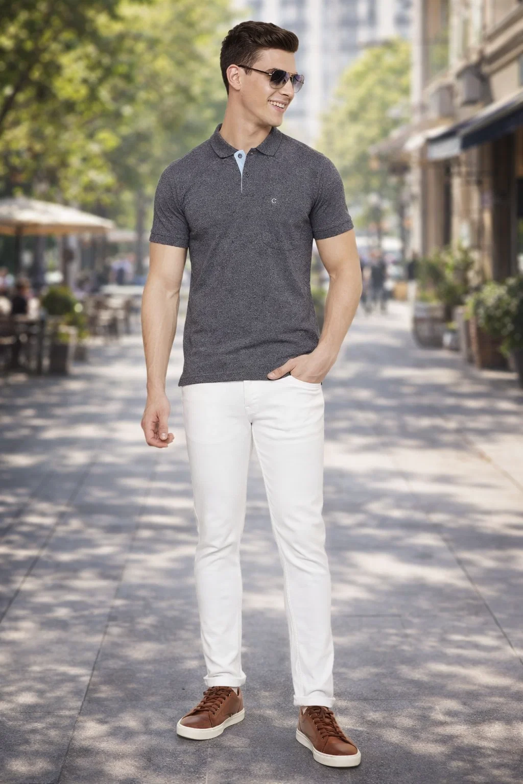 Men's Midnight Half Sleeves Cotton Polo T-Shirt