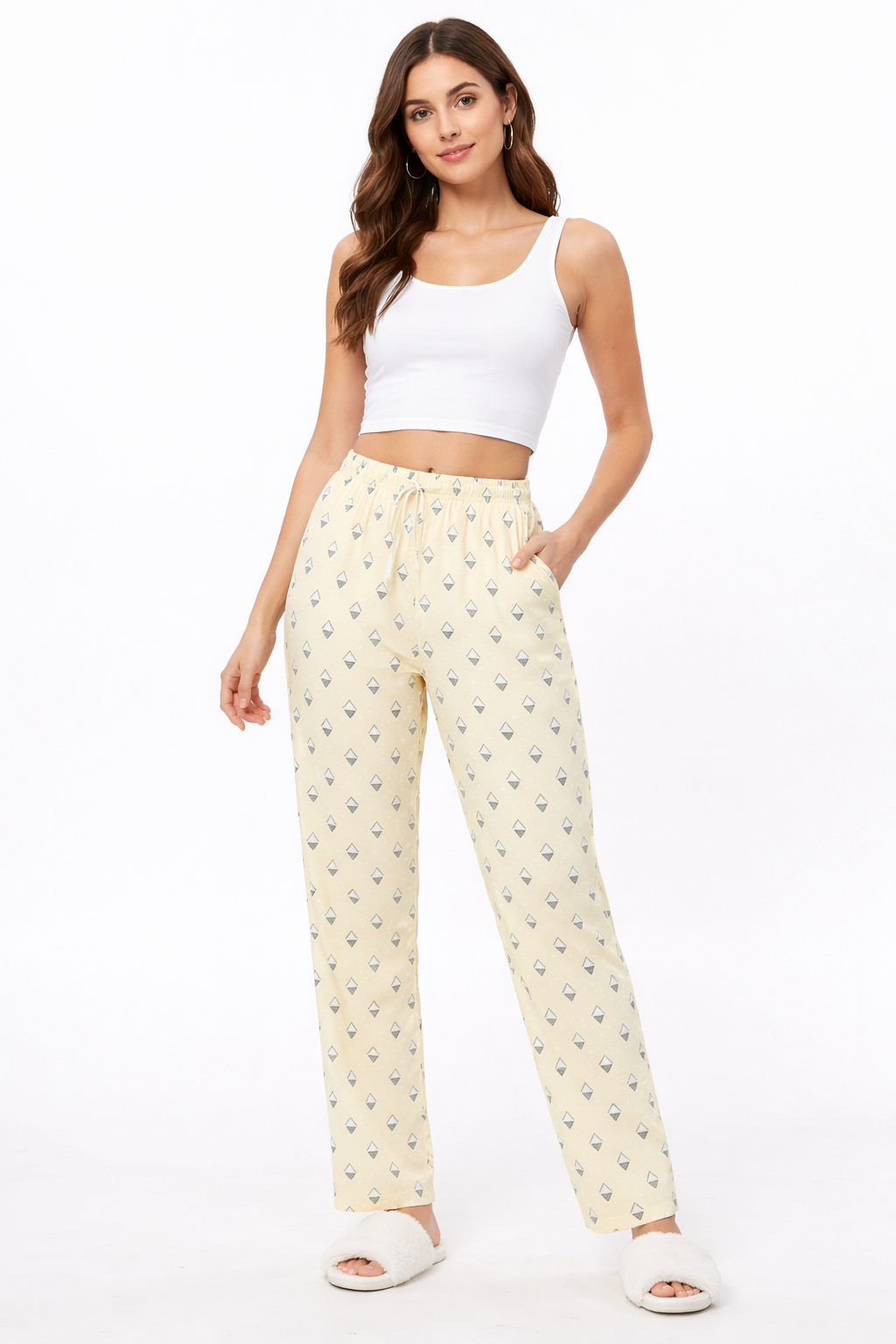 Camey Women's Printed Pyjama Pants, Floral Pattern, Sleepwear