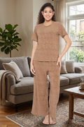 Top and Pyjama Set for Women Nightwear, Brown