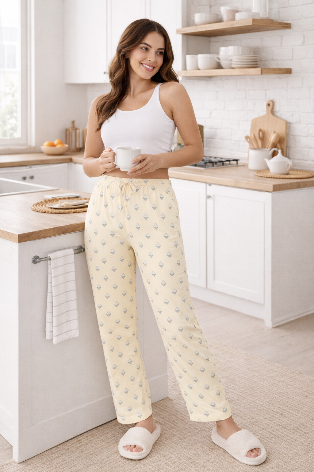 Camey Women's Printed Pyjama Pants, Floral Pattern, Sleepwear