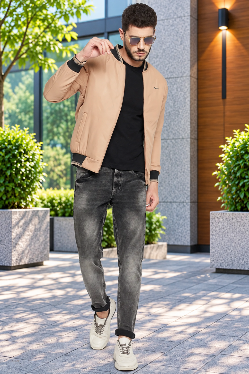 Men's Regular Fit Bomber Jacket For Winter Wear