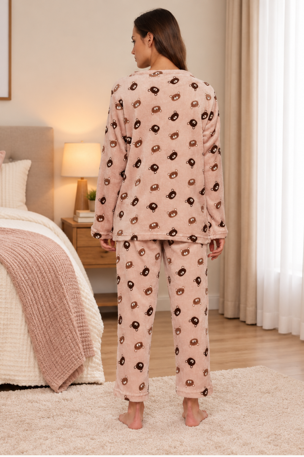 Women Printed Full Sleeve Round Neck Top and Pajama Pants with Pockets