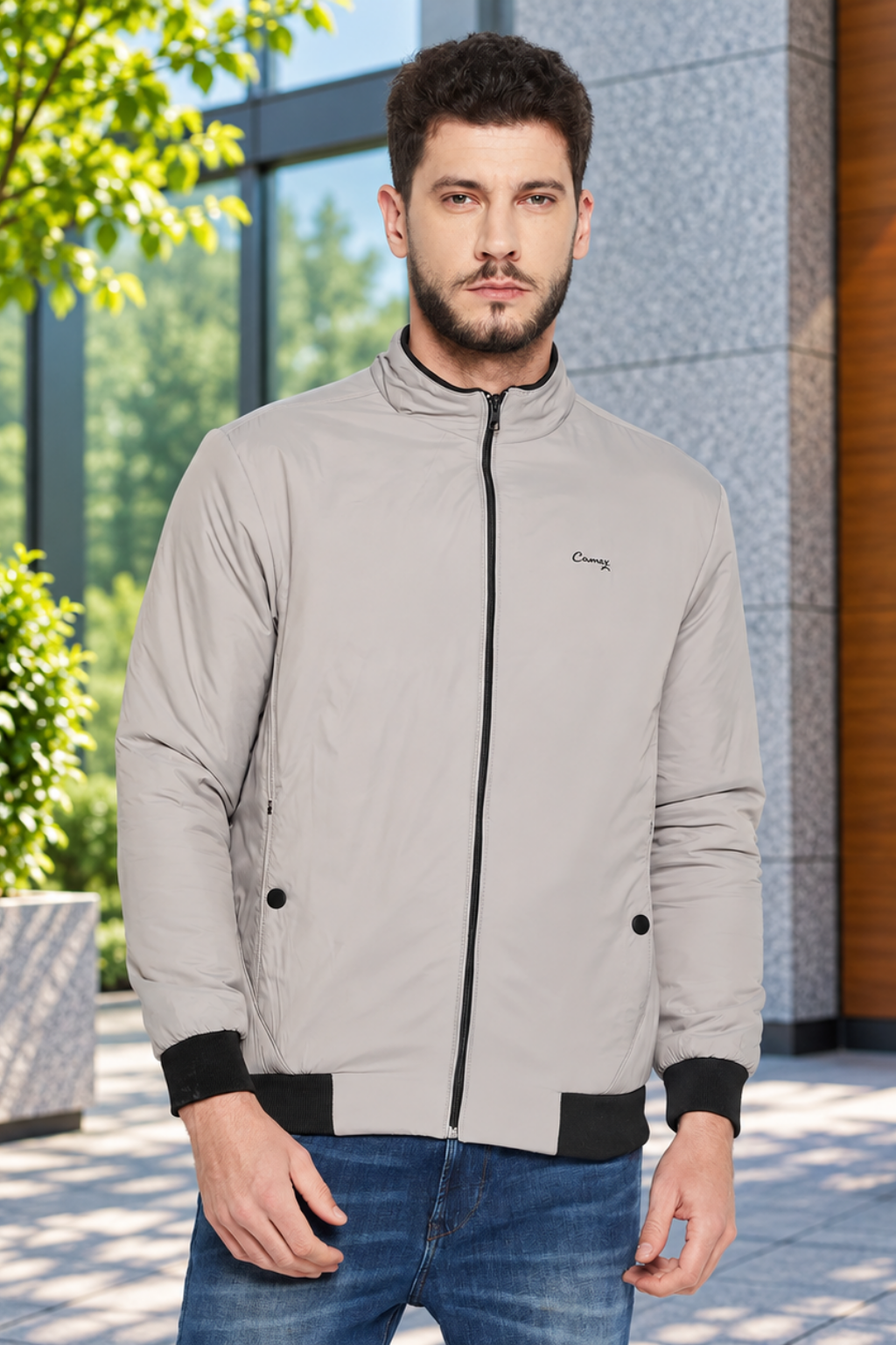 Men's Regular Fit Bomber Jacket For Winter Wear