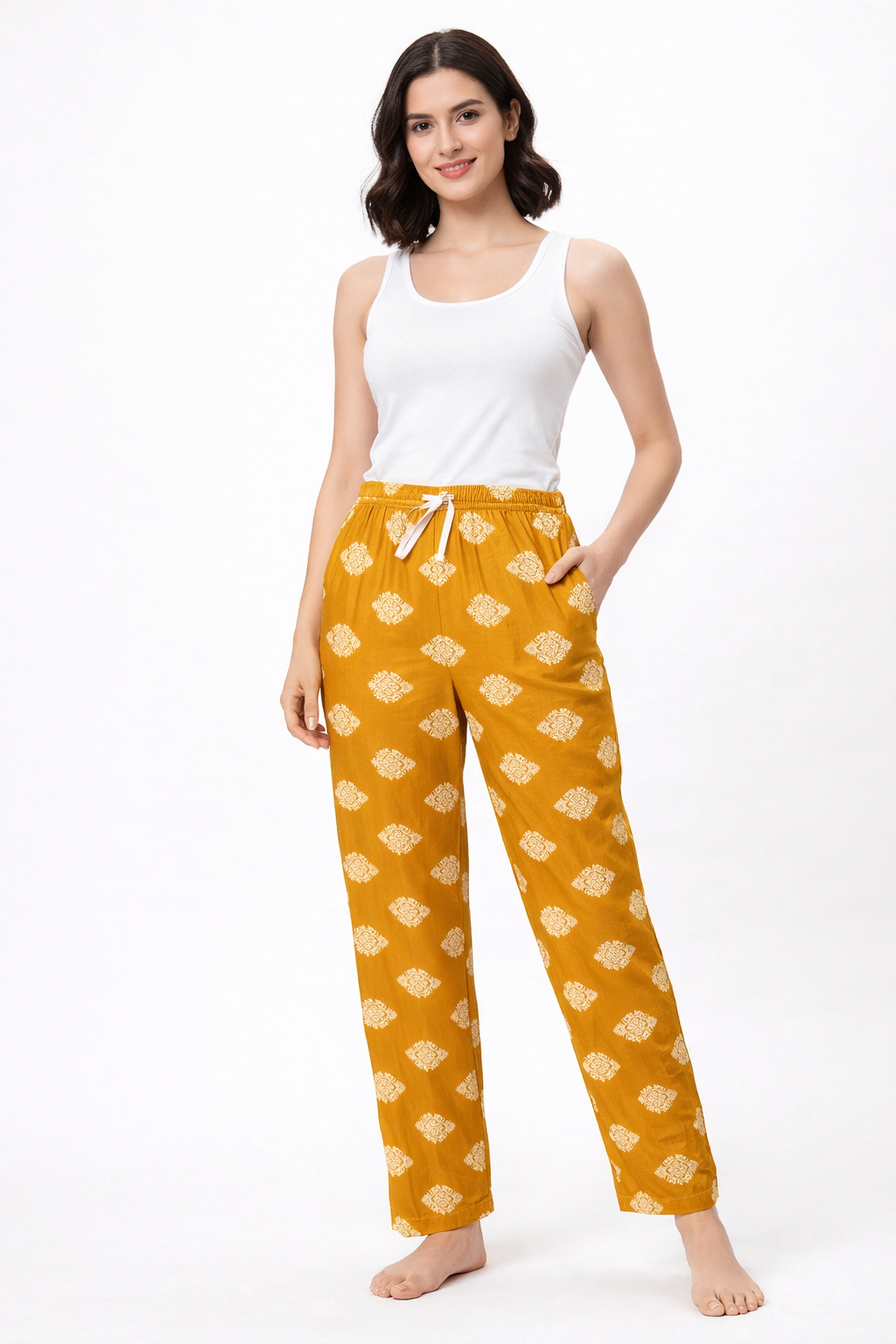 Camey Women's Printed Pyjama Pants, Floral Pattern, Sleepwear