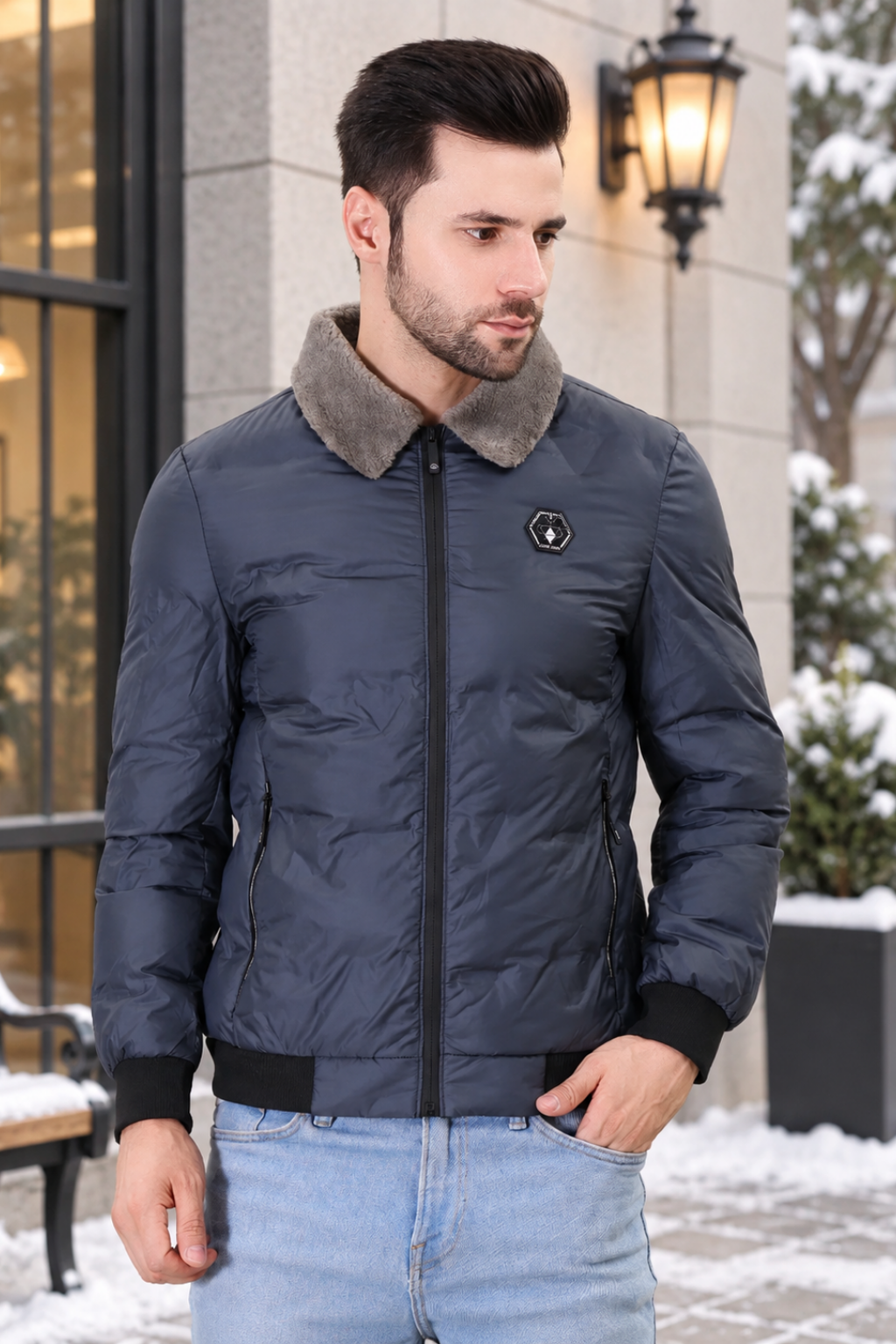 Airforce Spread Collar Puffer Jacket for Mens