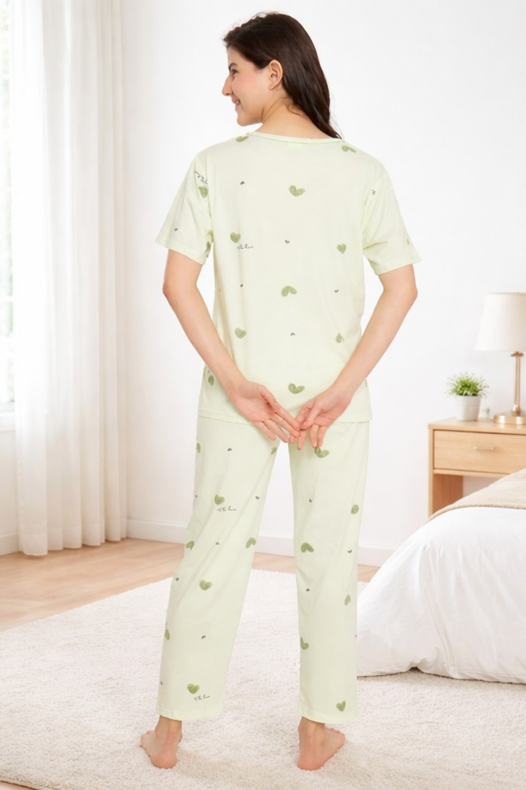 Camey Women Night Suit – Soft Cotton Night Suit for Women | Printed Night Dress & Pyjama Set, Mint Green