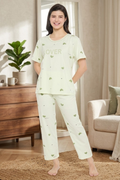 Camey Women Night Suit – Soft Cotton Night Suit for Women | Printed Night Dress & Pyjama Set, Mint Green