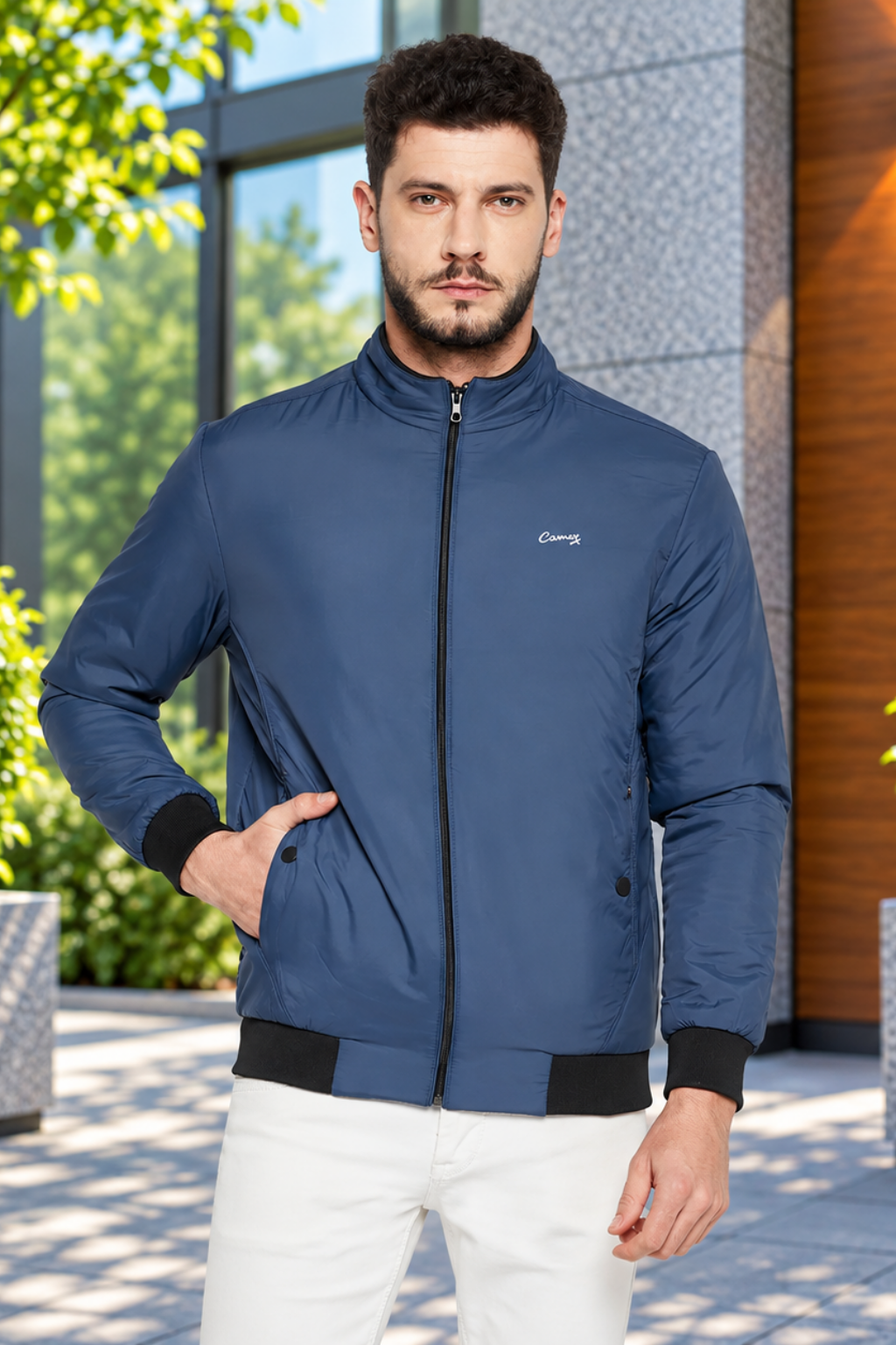 Men's Regular Fit Bomber Jacket For Winter Wear
