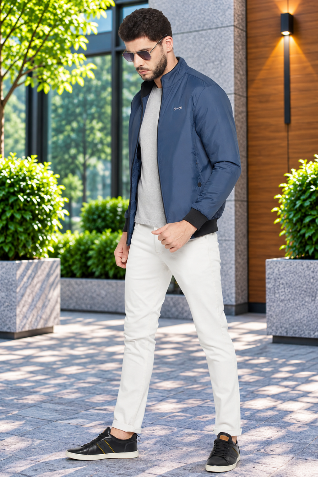 Men's Regular Fit Bomber Jacket For Winter Wear