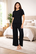 Top and Pyjama Set for Women Nightwear, Black