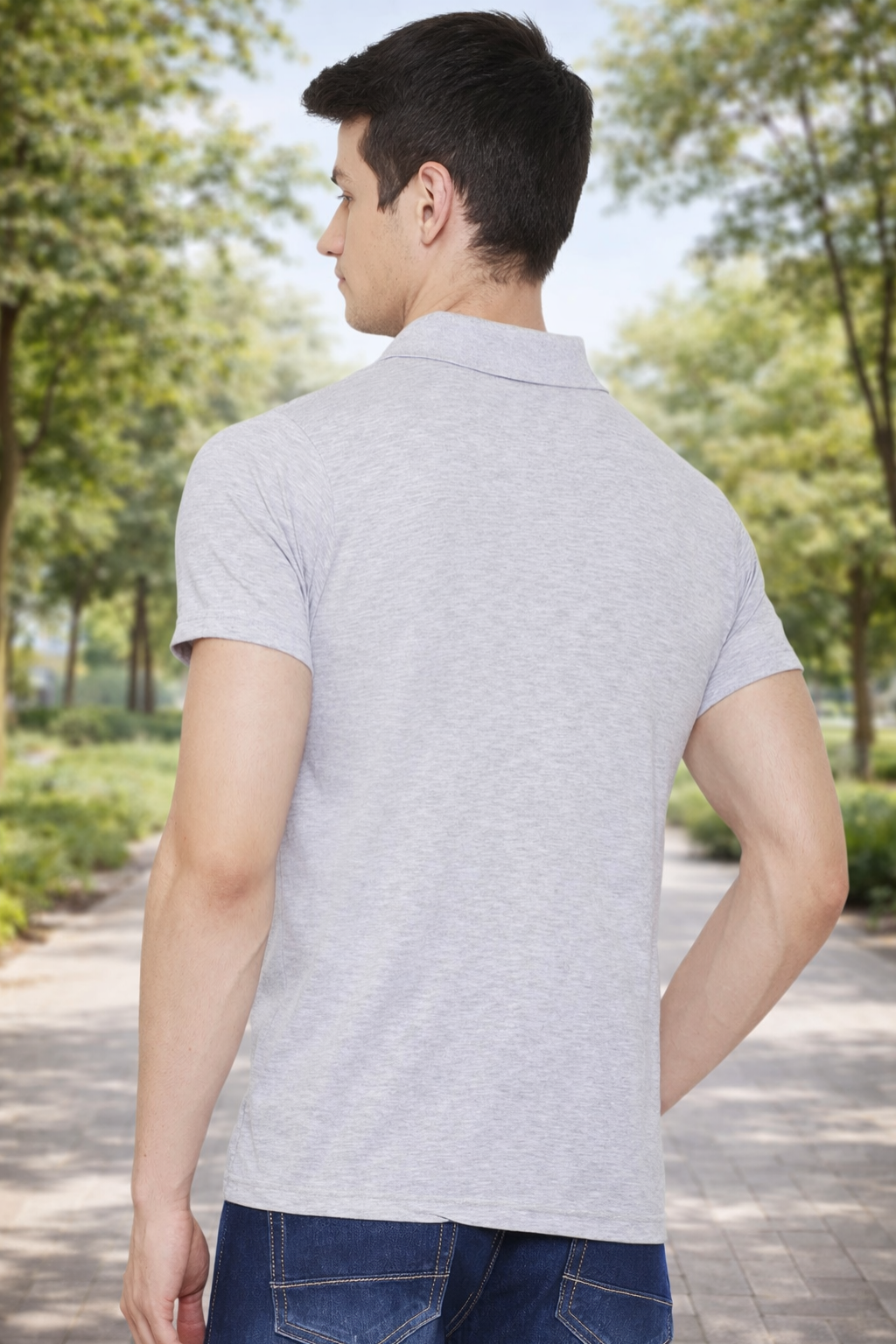 Men's Short Sleeve T-Shirts by Camey – Simple & Soft | Men's L.Grey Half Sleeves Cotton Polo T-Shirt