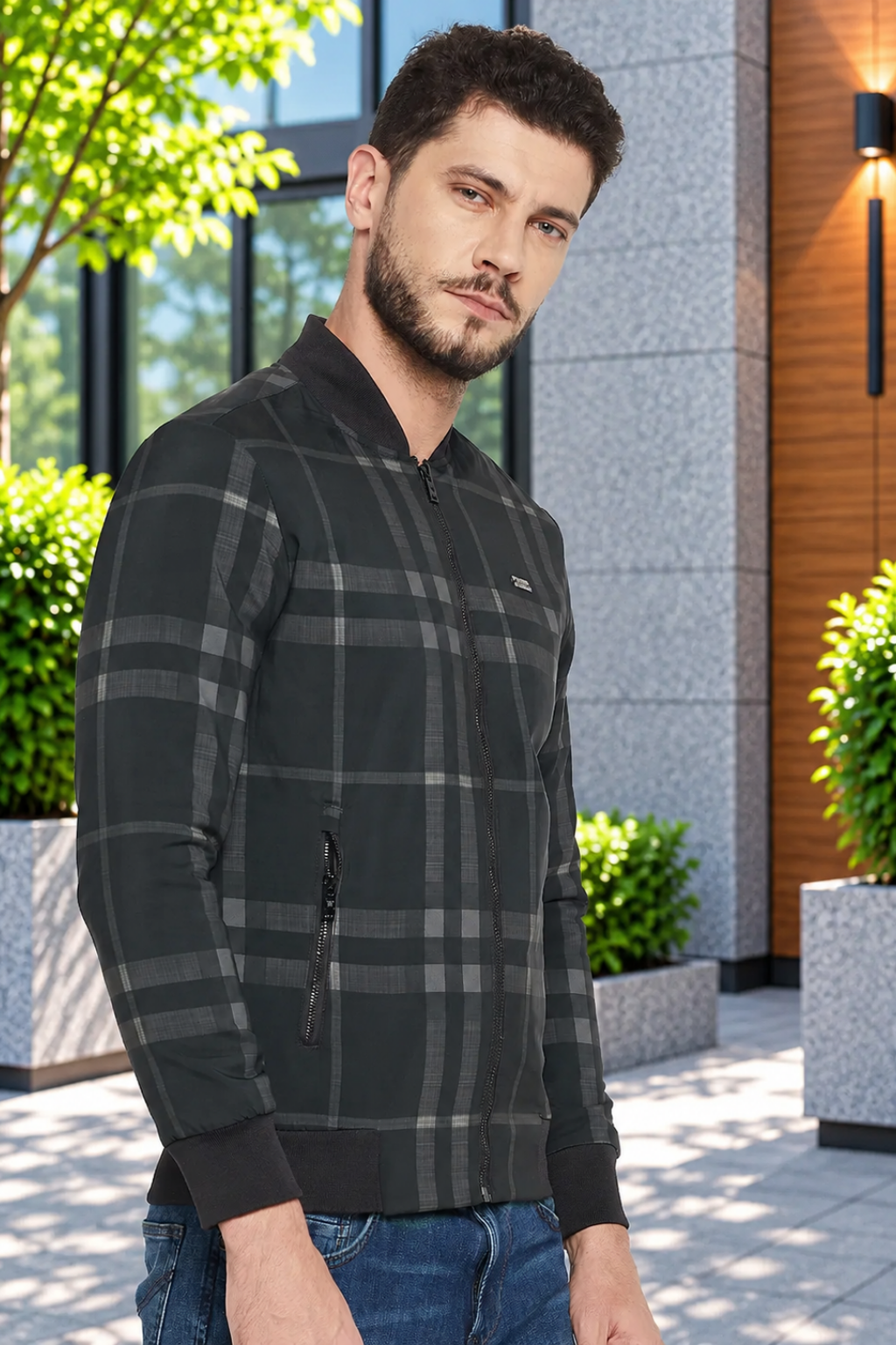 Men's Regular Fit Bomber Jacket For Winter Wear