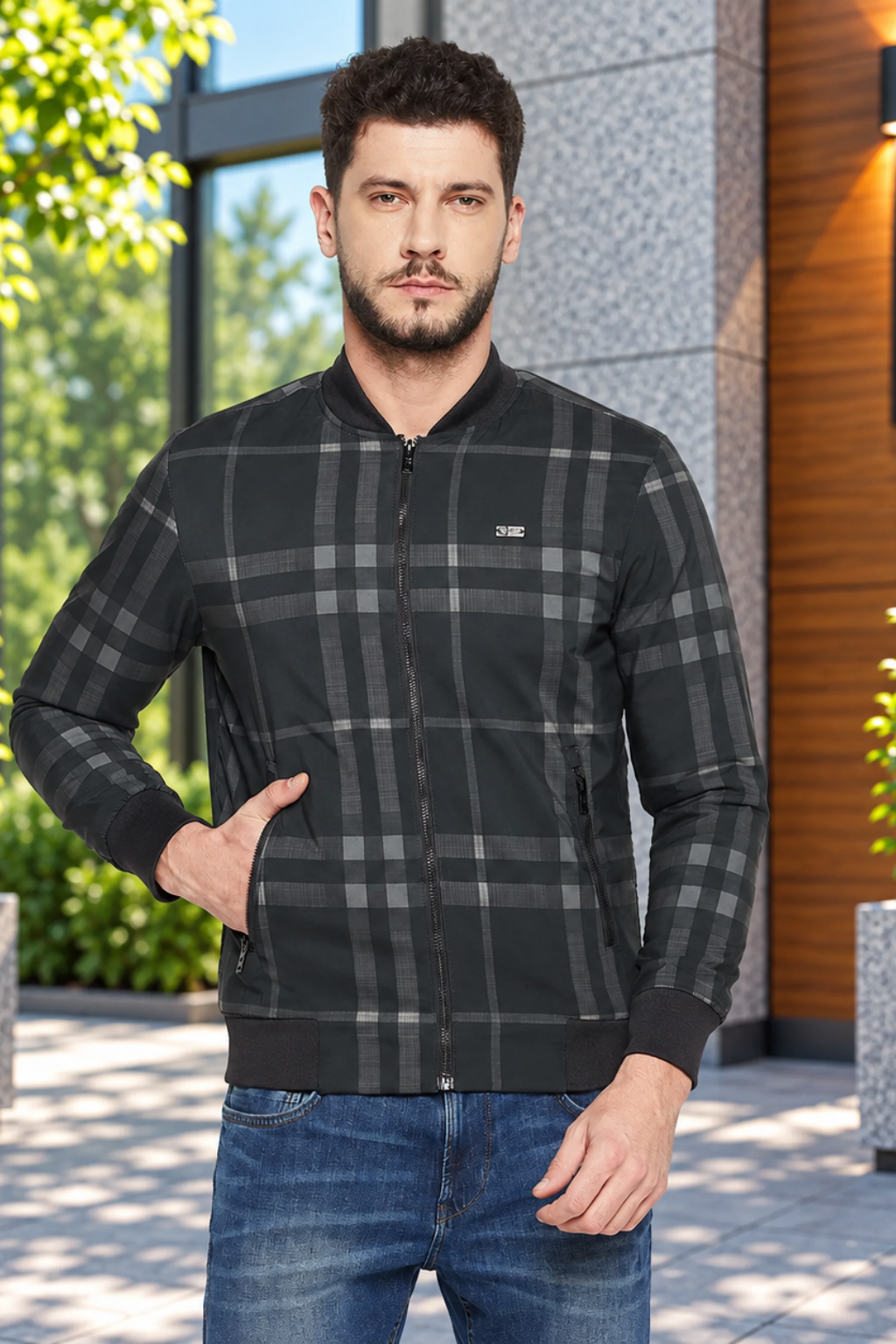 Men's Regular Fit Bomber Jacket For Winter Wear