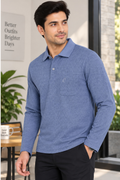 Men's Printed Full Sleeve T-Shirt For Men Polo Neck With Chest Pocket