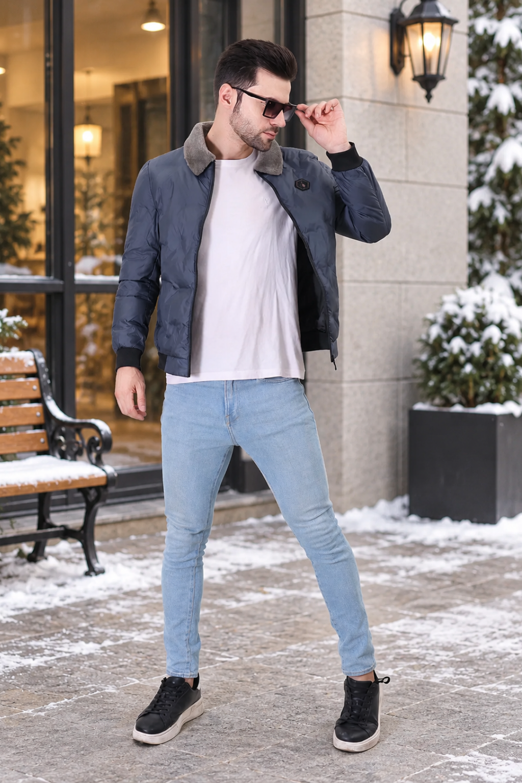 Airforce Spread Collar Puffer Jacket for Mens