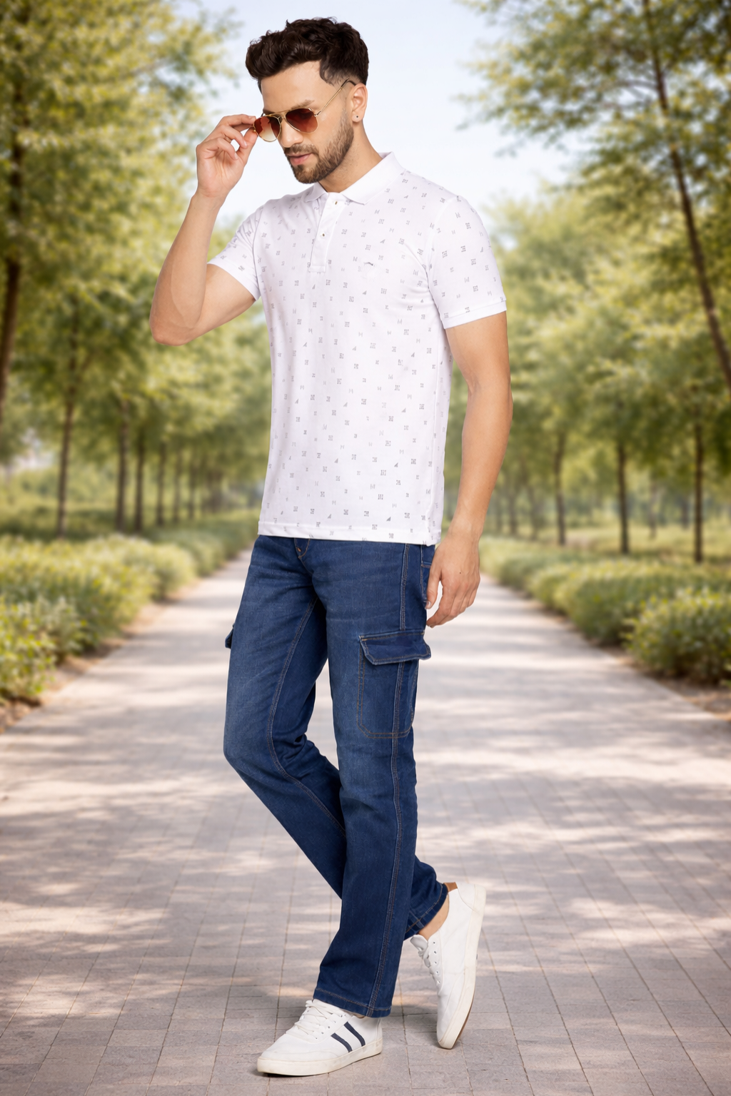 Men's Printed Half Sleeves Cotton Front Button T-Shirt